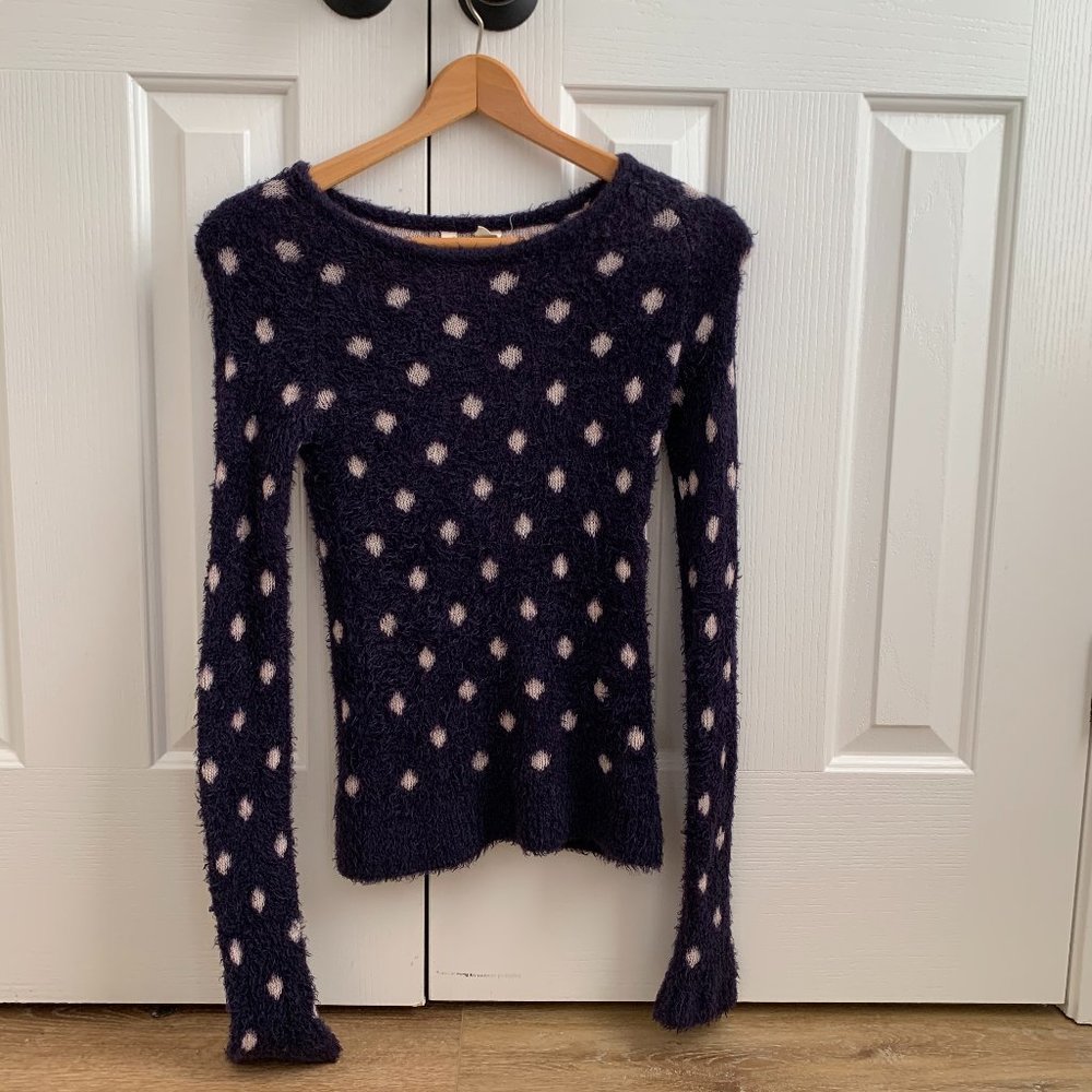 Moth by Anthropologie Blue Polka Dot Sweater
